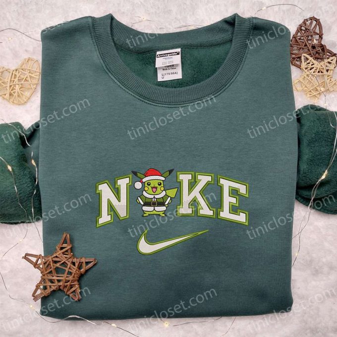 Nike x Pikachu Grinch Christmas Santa Hoodie & Pokemon Anime Embroidered Shirts