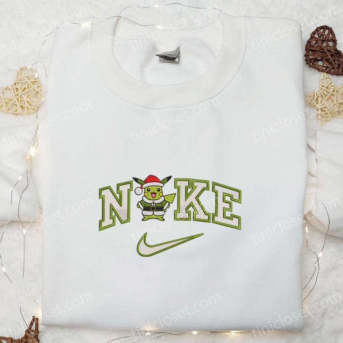 Nike x Pikachu Grinch Christmas Santa Hoodie & Pokemon Anime Embroidered Shirts