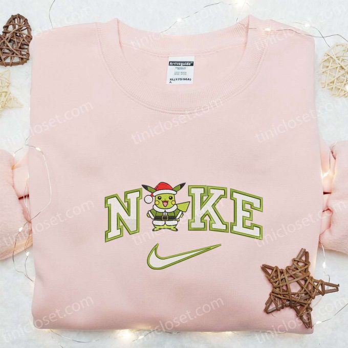 Nike x Pikachu Grinch Christmas Santa Hoodie & Pokemon Anime Embroidered Shirts