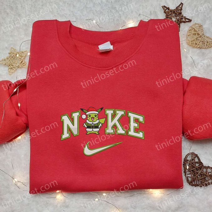 Nike x Pikachu Grinch Christmas Santa Hoodie & Pokemon Anime Embroidered Shirts