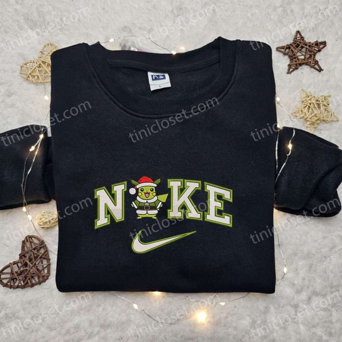 Nike x Pikachu Grinch Christmas Santa Hoodie & Pokemon Anime Embroidered Shirts