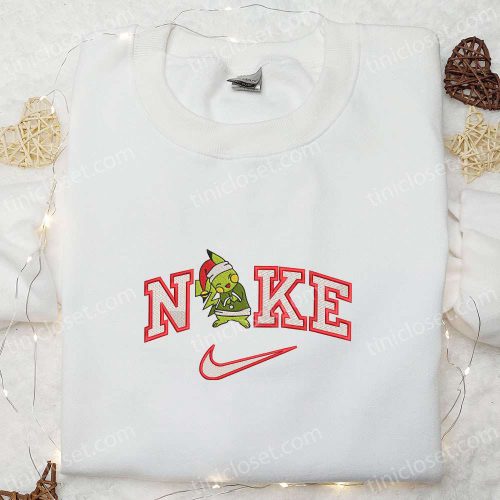 Nike x Pikachu Grinch Christmas Santa Embroidered T-shirt Pokemon Anime Shirt