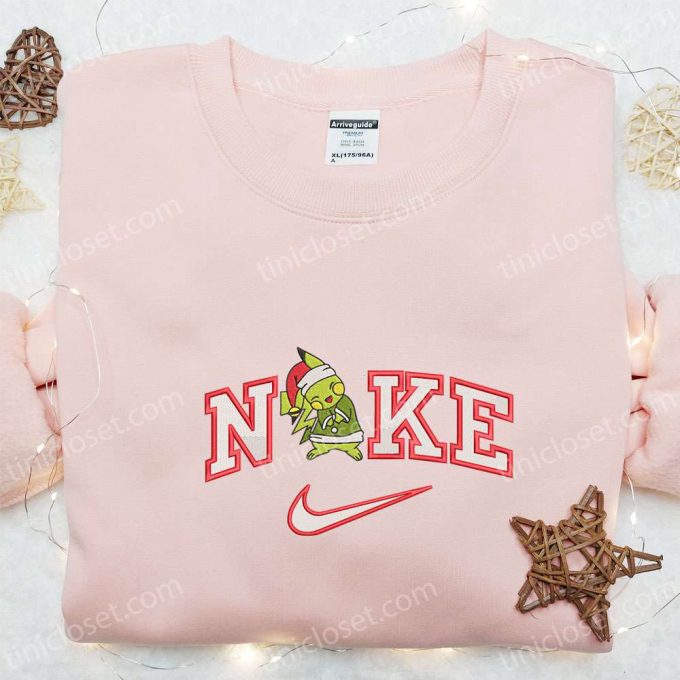 Nike x Pikachu Grinch Christmas Santa Embroidered T-shirt Pokemon Anime Shirt