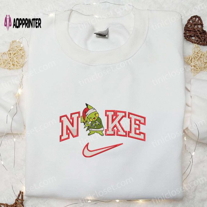 Nike x Pikachu Grinch Christmas Santa Embroidered T-shirt Pokemon Anime Shirt