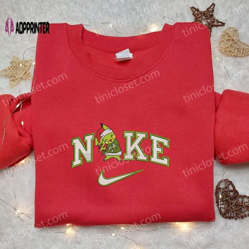 Nike x Pikachu Grinch Christmas T-shirt: Pokemon Anime & Santa Embroidered