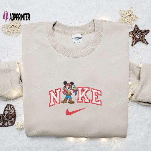 Nike x Pirate Cruise Mickey Embroidered Shirt: Disney Characters & Nike Inspired Design