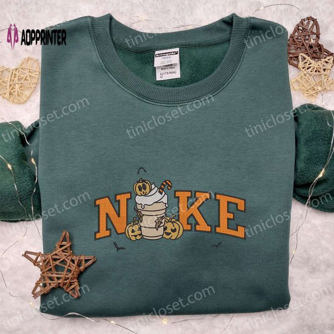 Nike x Pumpkin Halloween Latte Embroidered Shirt – Spooktacular and Cute Nike Inspired Halloween Shirt