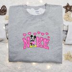 Nike x Retro Mickey Hearts Embroidered Sweatshirt: Disney Characters Valentine Shirt