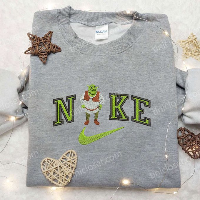 Nike x Shrek Embroidered Sweatshirt Shrek Cartoon Shirt Nike Inspired Tee