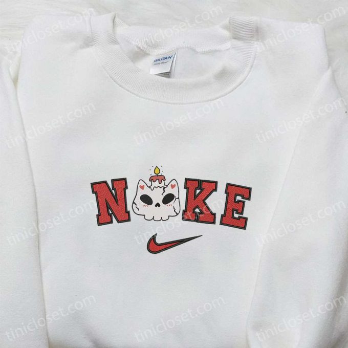 Spooky Style: Nike x Skull Halloween Embroidered Hoodie & T-shirt – Best Halloween Gifts for the Family