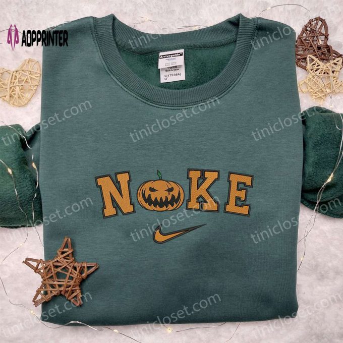 Nike x Spooky Pumpkin Halloween Hoodie & T-shirt: Embroidered Amazing Nike-Inspired Sweatshirt