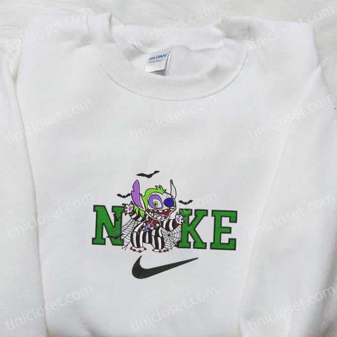 Nike x Stitch Beetlejuice Embroidered Sweatshirt: Horror Movie Characters Hoodie Best Family Gifts