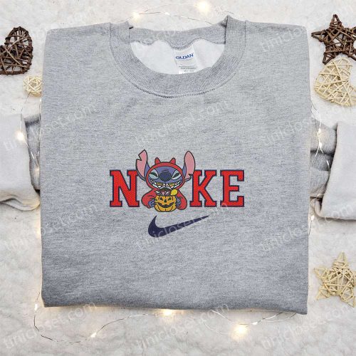 Halloween Embroidered Shirt: Nike x Stitch Candy & Lilo Characters Nike-Inspired