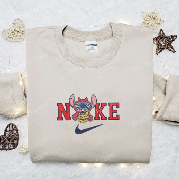 Halloween Embroidered Shirt: Nike x Stitch Candy & Lilo Characters Nike-Inspired