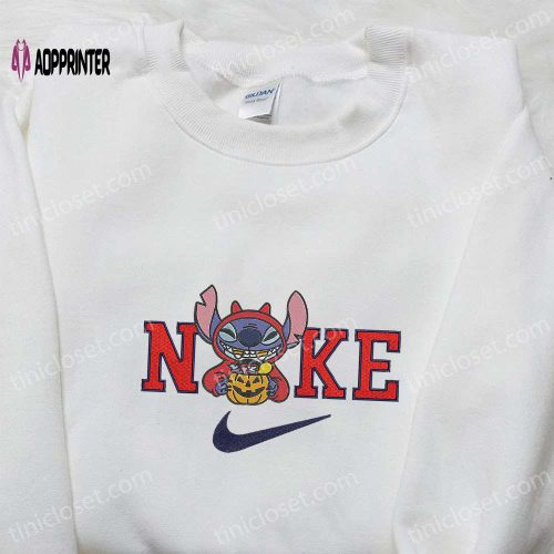 Halloween Embroidered Shirt: Nike x Stitch Candy & Lilo Characters Nike-Inspired