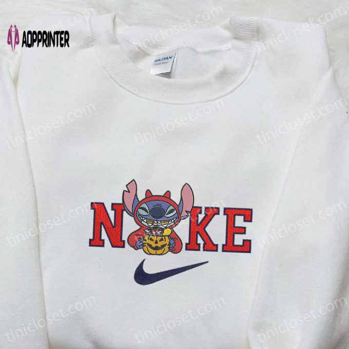 Halloween Embroidered Shirt: Nike x Stitch Candy & Lilo Characters Nike-Inspired