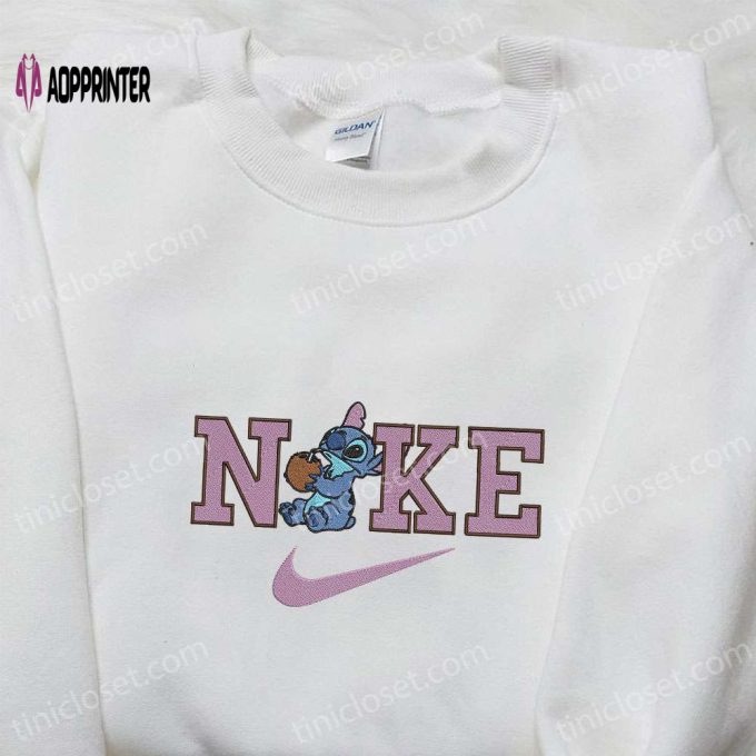 Nike x Stitch Coconut Embroidered Sweatshirt & Hoodie: Lilo and Stitch Inspired Nike Inspired T-Shirt