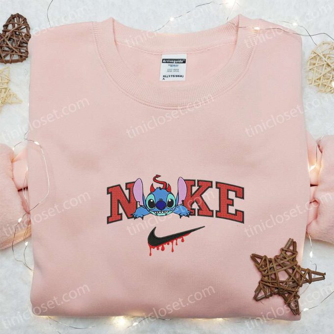 Nike x Stitch Devil Boogie Embroidered Shirt Halloween Sweatshirt & Disney Characters T-shirt