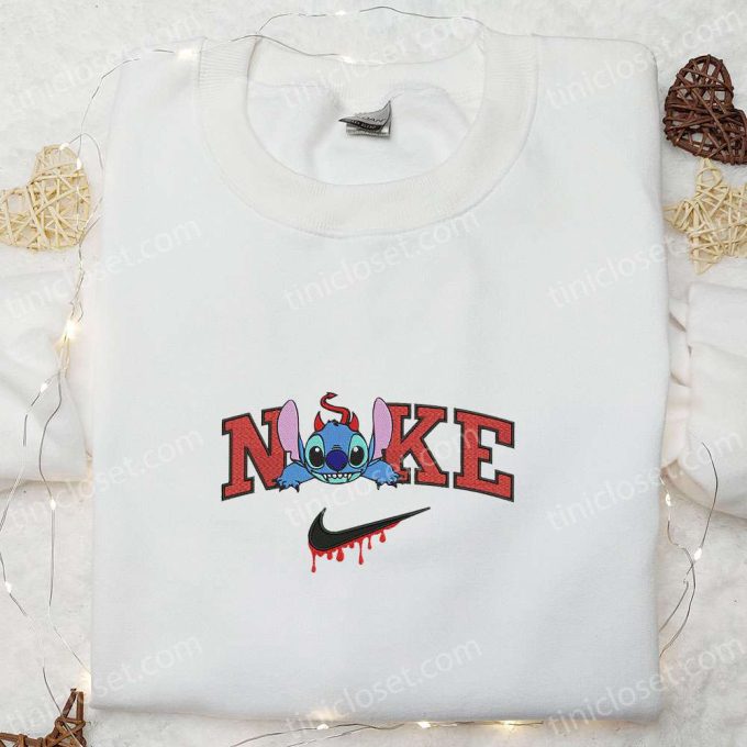 Nike x Stitch Devil Boogie Embroidered Shirt Halloween Sweatshirt & Disney Characters T-shirt