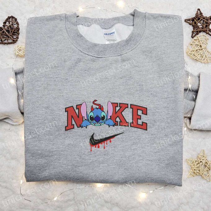 Nike x Stitch Devil Boogie Embroidered Shirt Halloween Sweatshirt & Disney Characters T-shirt