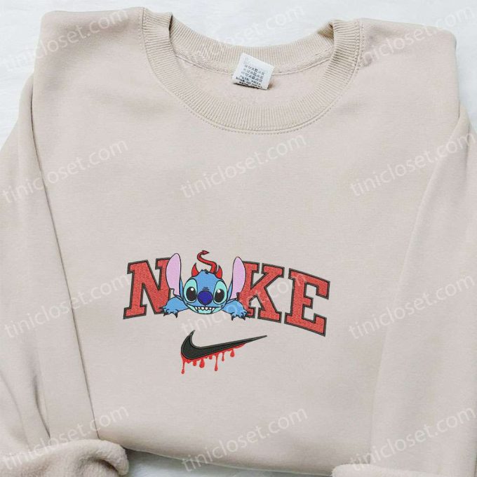 Nike x Stitch Devil Boogie Embroidered Shirt Halloween Sweatshirt & Disney Characters T-shirt