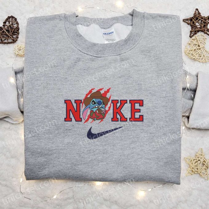 Nike x Stitch Freddy Krueger Embroidered Shirt – Funny Halloween & Nike Inspired Design