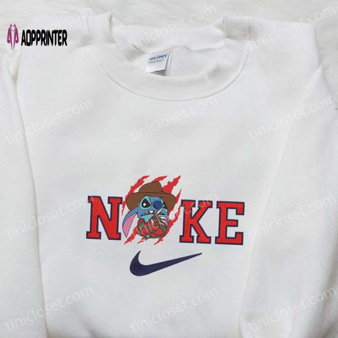 Nike x Stitch Freddy Krueger Embroidered Shirt – Funny Halloween & Nike Inspired Design