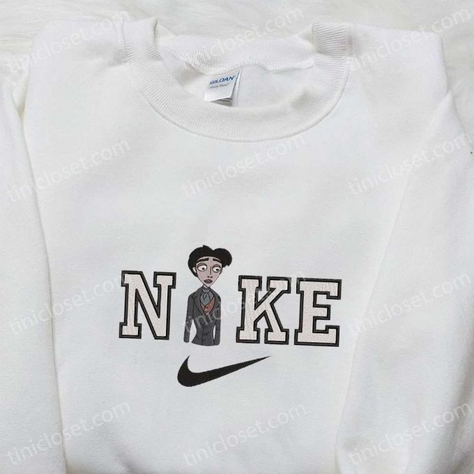 Nike x Victor Van Dort Embroidered Sweatshirt: Corpse Bride Horror Movie Shirt Best Halloween Gift