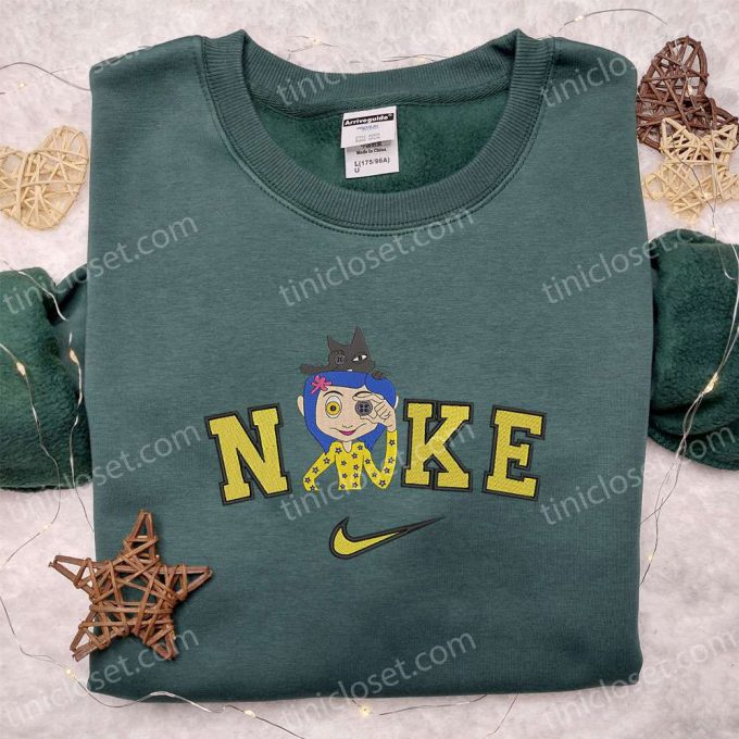 Nike x Witch Button Eyed Girl Halloween Shirt: Adorable Embroidered Nike Inspired Tee