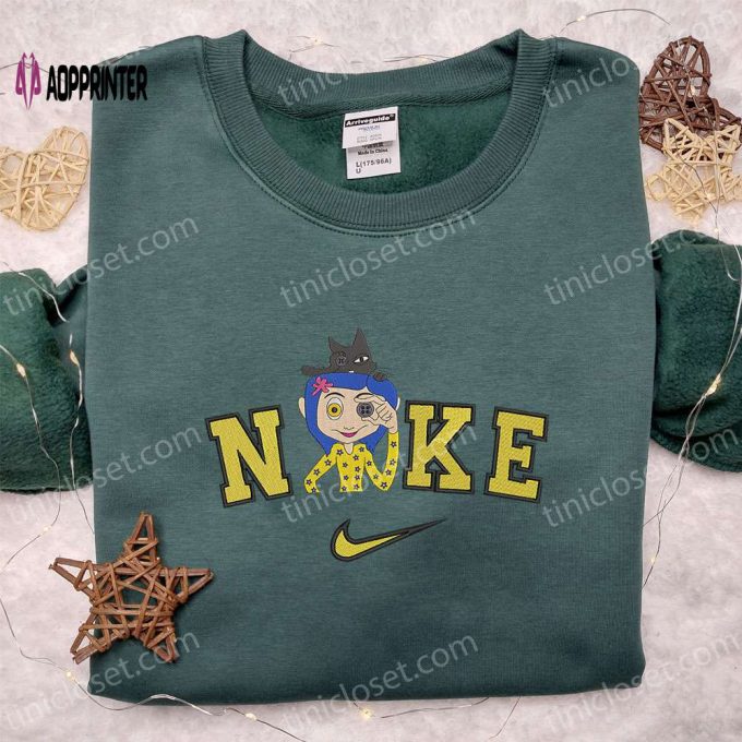 Nike x Witch Button Eyed Girl Halloween Shirt: Adorable Embroidered Nike Inspired Tee