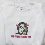 Spooky Halloween Embroidered Shirt Hoodie & T-shirt: No You Hang Up Ghost Design