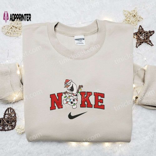 Disney x Nike Olaf with Flower Christmas Sweatshirt: Merry Christmas Embroidered Shirt Best Gift Idea