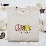 Peace Love Softball Embroidered Shirt & Mother’s Day Hoodie – Best Gift for Mom