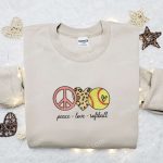 Peace Love Softball Embroidered Shirt & Mother’s Day Hoodie – Best Gift for Mom