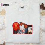 Spooky Pennywise Balloon Embroidered Shirt & Hoodie: Funny Halloween T-shirt