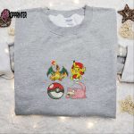 Pikachu Charmander Slowpoke Pokeball Embroidered Shirt & Anime Hoodie: Best Pokemon Gift Idea