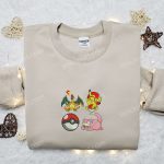 Pikachu Charmander Slowpoke Pokeball Embroidered Shirt & Anime Hoodie: Best Pokemon Gift Idea