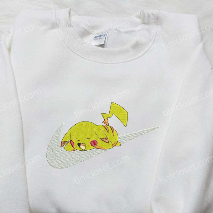 Pikachu Sleep x Nike Swoosh Embroidered Sweatshirt – Pokemon & Nike Inspired Shirt