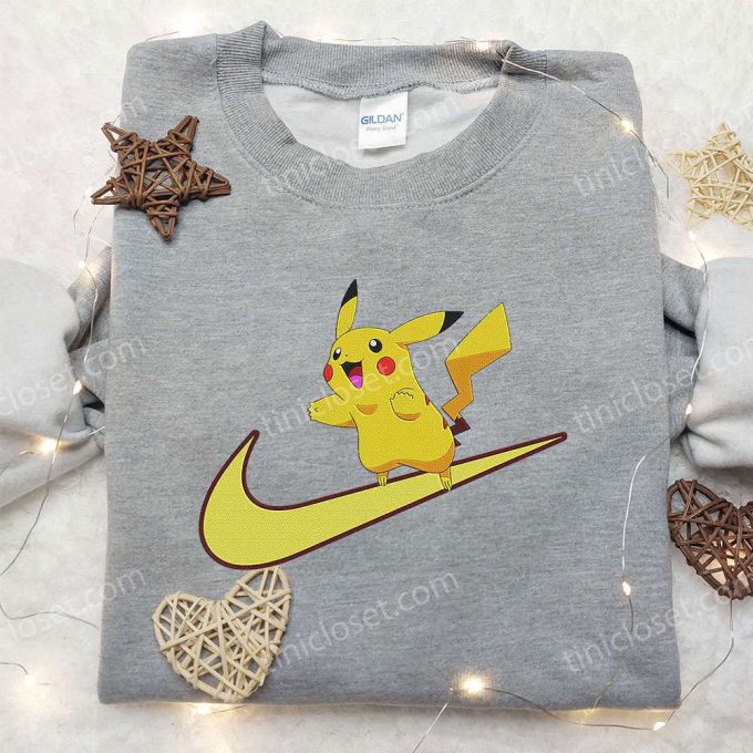 Pikachu x Nike Swoosh Anime Hoodie & Pokemon Embroidered Shirt: Trendy Nike Inspired Apparel