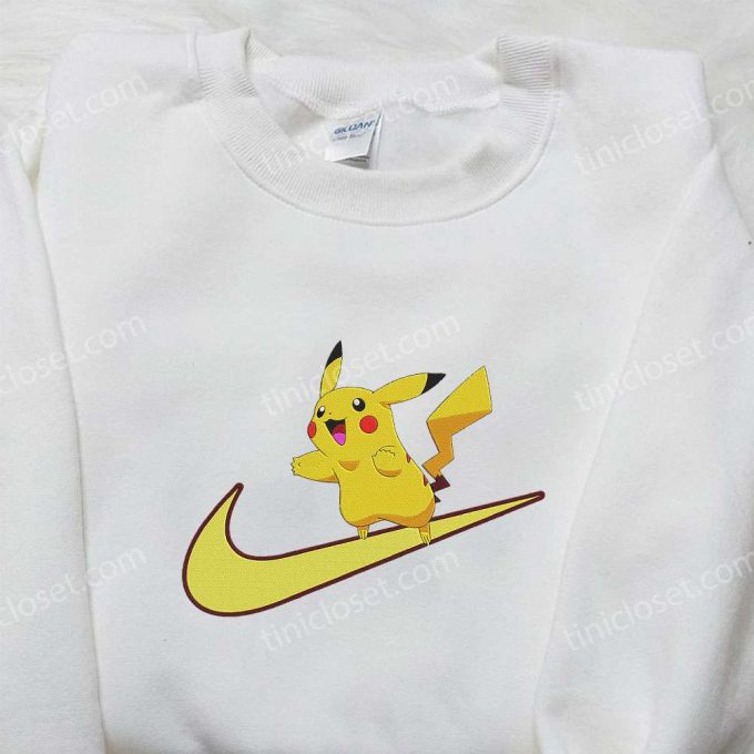 Pikachu x Nike Swoosh Anime Hoodie & Pokemon Embroidered Shirt: Trendy Nike Inspired Apparel