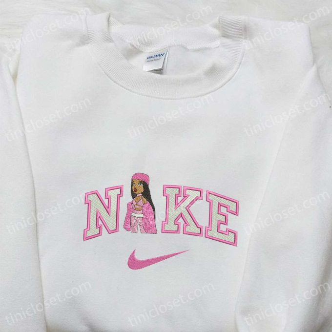 Pink Bratz Doll x Nike Swoosh Sweatshirt: Custom Embroidered Hoodie Perfect Family Gifts