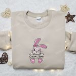 Pink Easter Bunny Embroidered Shirt & Custom Name Hoodie: Perfect Thanksgiving Day Gift Idea