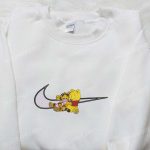 Disney Characters Embroidered Shirt & Hoodie: Pooh Tigger x Swoosh Cartoon – Perfect Birthday Gift Ideas