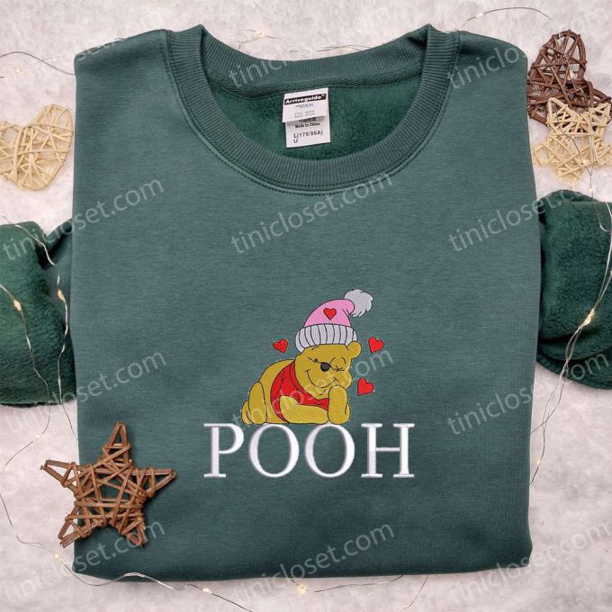 Pooh Love Hearts & Disney Embroidered T-shirt: Valentine s Day Delight