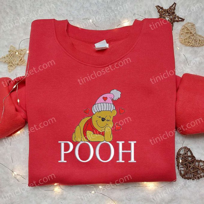 Pooh Love Hearts & Disney Embroidered T-shirt: Valentine s Day Delight