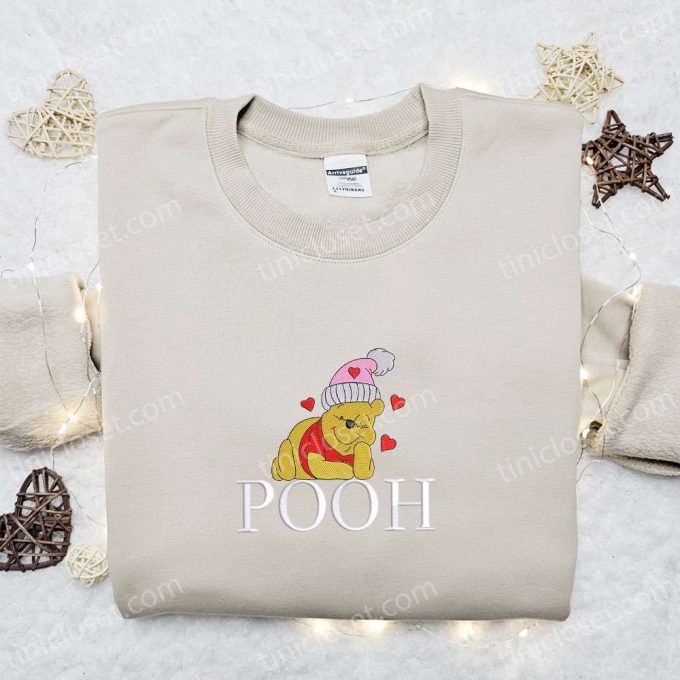 Pooh Love Hearts & Disney Embroidered T-shirt: Valentine s Day Delight