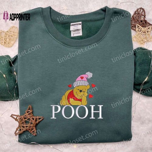 Pooh Love Hearts & Disney Embroidered T-shirt: Valentine s Day Delight