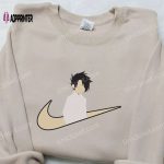 Anime Embroidered Hoodie: Ray x Nike Swoosh Promised Neverland & Nike Inspired Shirts