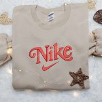 Red Classic x Nike Anime Embroidered Shirt – Custom Design for Trendy Style