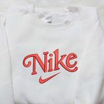 Red Classic x Nike Anime Embroidered Shirt – Custom Design for Trendy Style